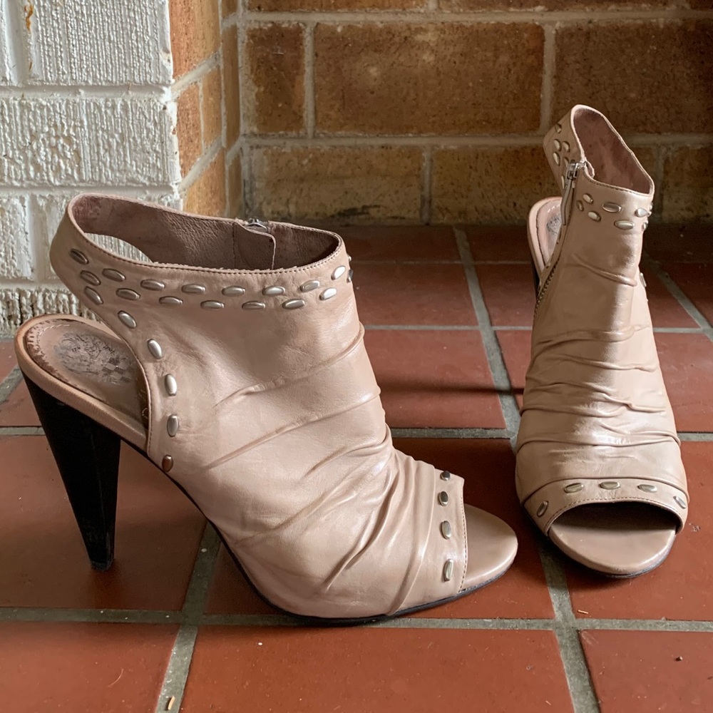 Vince Camuto Nude Studded Leather Heels